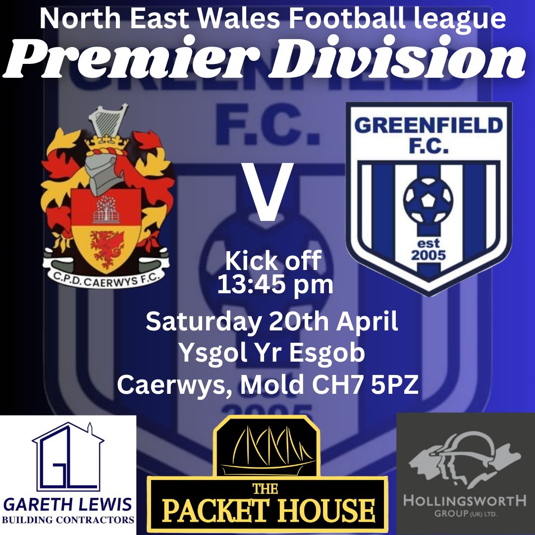 ‼️COMING UP‼️ @Greenfieldfc make the short trip to take on @CPDCaerwysFC this Saturday,