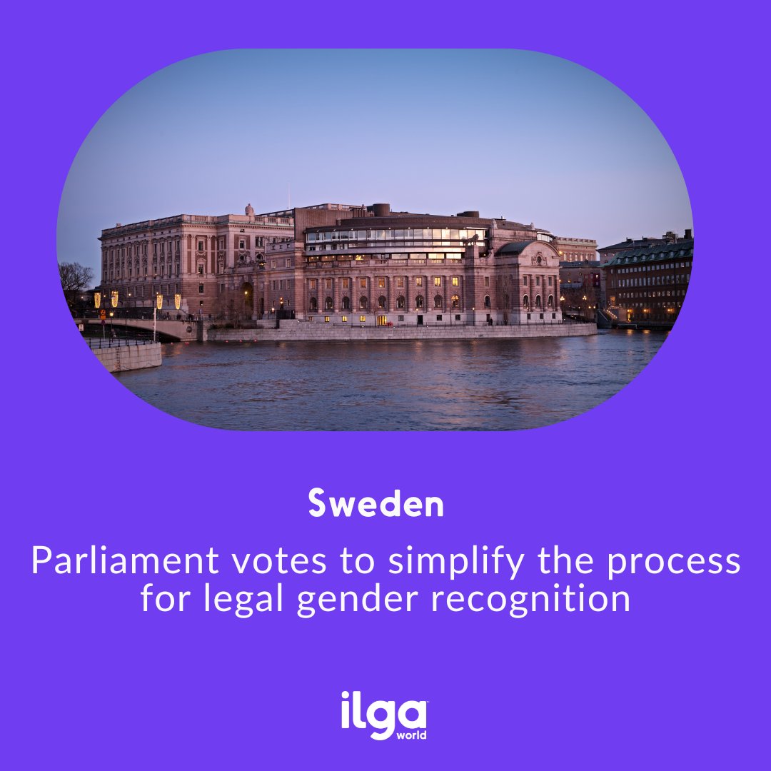 Good news from Sweden 🇸🇪: Parliament has voted to simplify the process for legal gender recognition! Read more via @RFSL_official rfsl.se/en/aktuellt/ne…