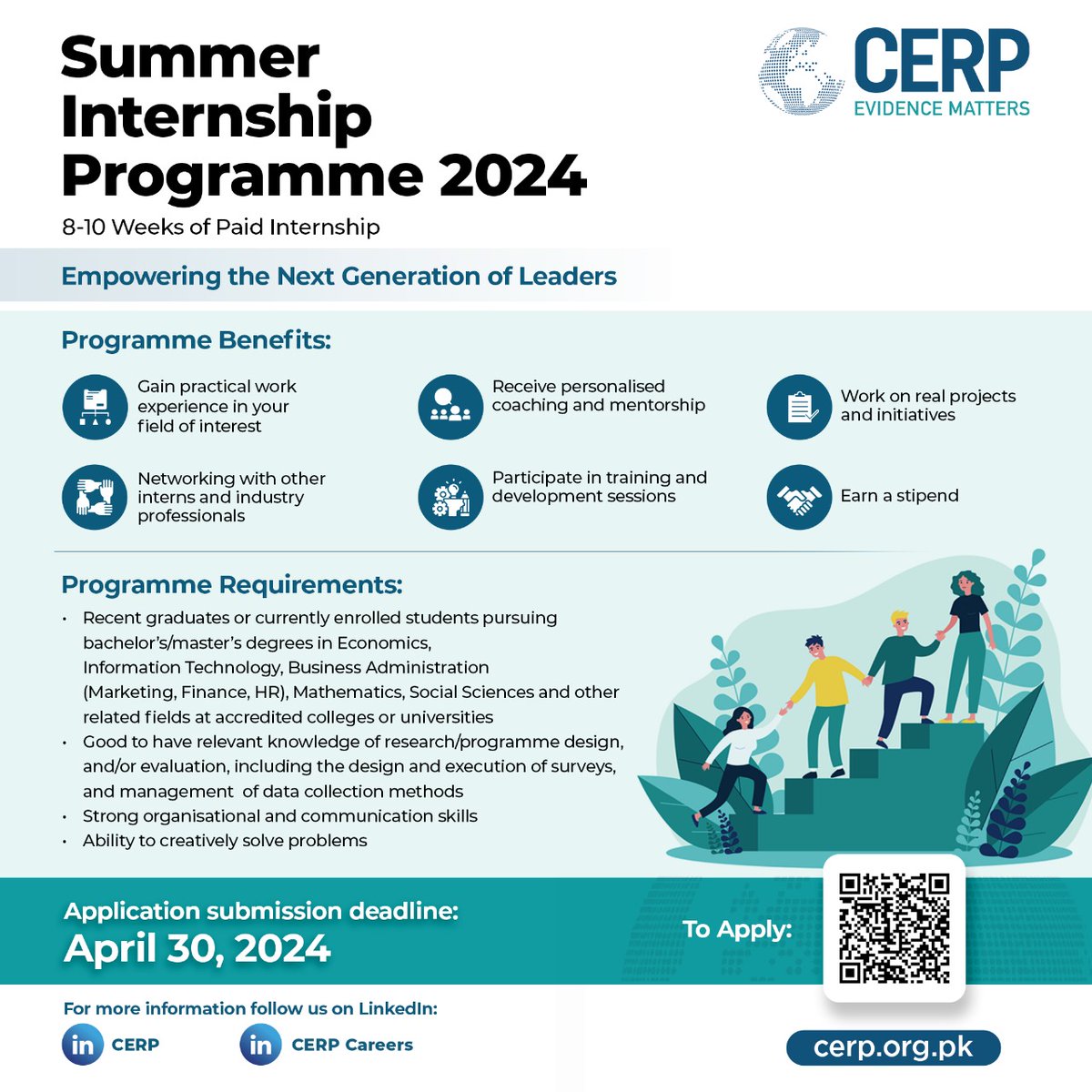 Join CERP this summer for our Internship Program! For details and application submission visit: lnkd.in/dYh6EsCk For updates follow us on LinkedIn CERP: pk.linkedin.com/company/cerpak… CERP Career: pk.linkedin.com/showcase/cerp-… #CERP #LifeatCERP #Internships #SummerInternship