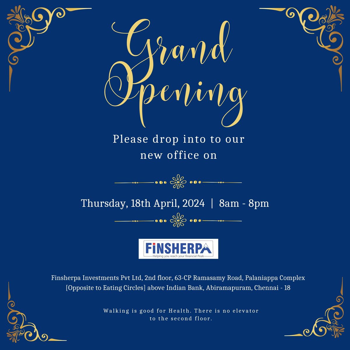 FINSHERPAA's tweet photo. Finsherpa team is excited to announce our new home at Chennai! This space will help us serve you with enhanced capabilities and even greater dedication. https://t.co/AFjGJhOQ6z