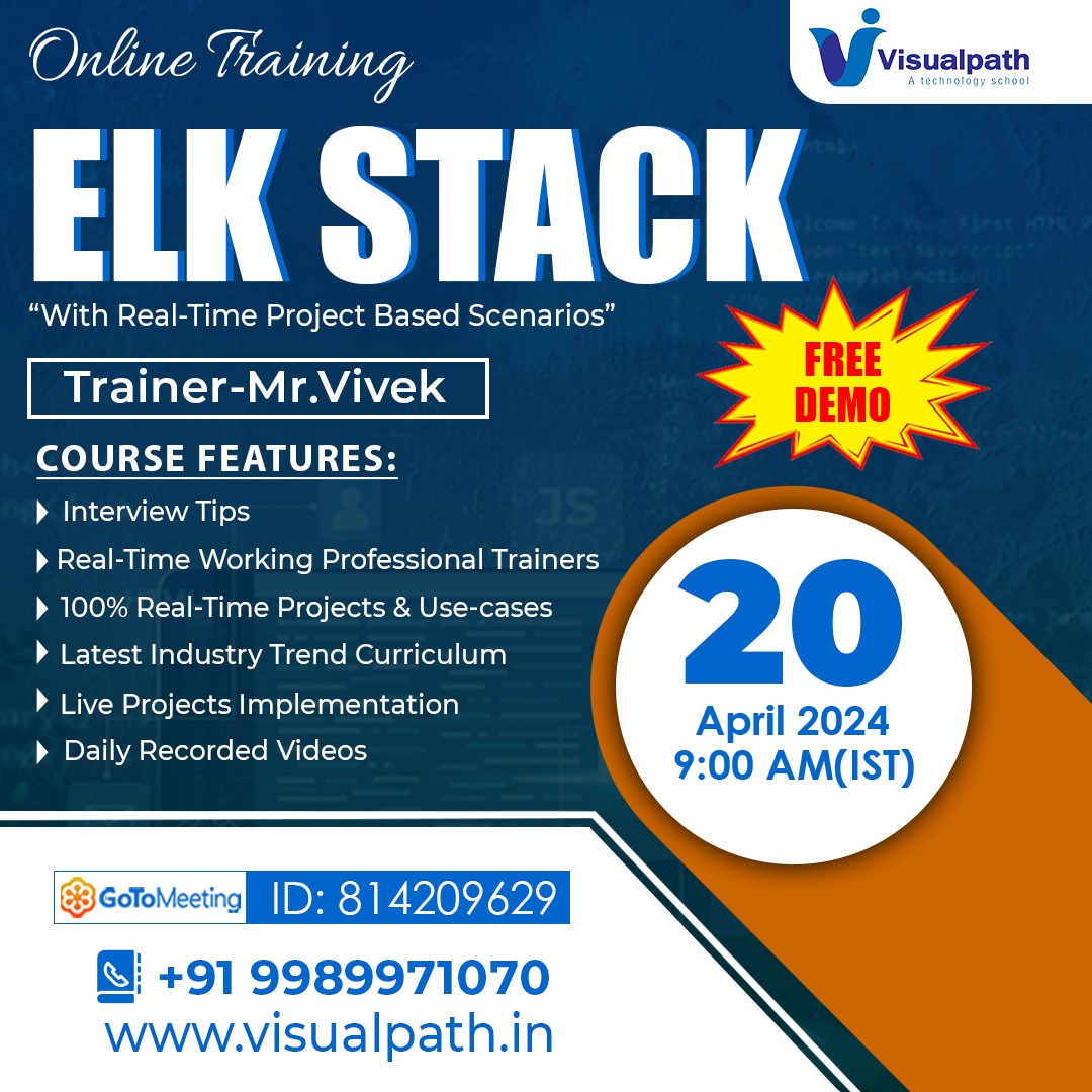 VisualpathPro's tweet photo. Join Now: https://t.co/kyfgjUjzRA
Attend Online #Freedemo On #ELKStack
Demo on: 20th April, 2024 @ 9:00 AM (IST)
Call on: +919989971070
WhatsApp: https://t.co/n8JEQbFhWz
Visit: https://t.co/TpXqpLX6iw
#onlinetraining #student #education #learning #ITSkills #software https://t.co/KUG58SeAT2