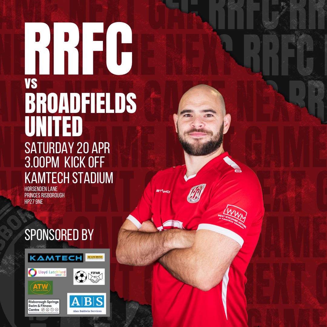 RRFC_1971's tweet photo. On Saturday afternoon we welcome @BroadfieldsUtd to the KAMTECH Stadium for our last home match of the season.
KO: 3.00PM
@kamtechgarage @baldwin_al #FIFAR #RisboroughSprings #SESLtd #ATW #LloydLatchford https://t.co/PDEEAjLmdK