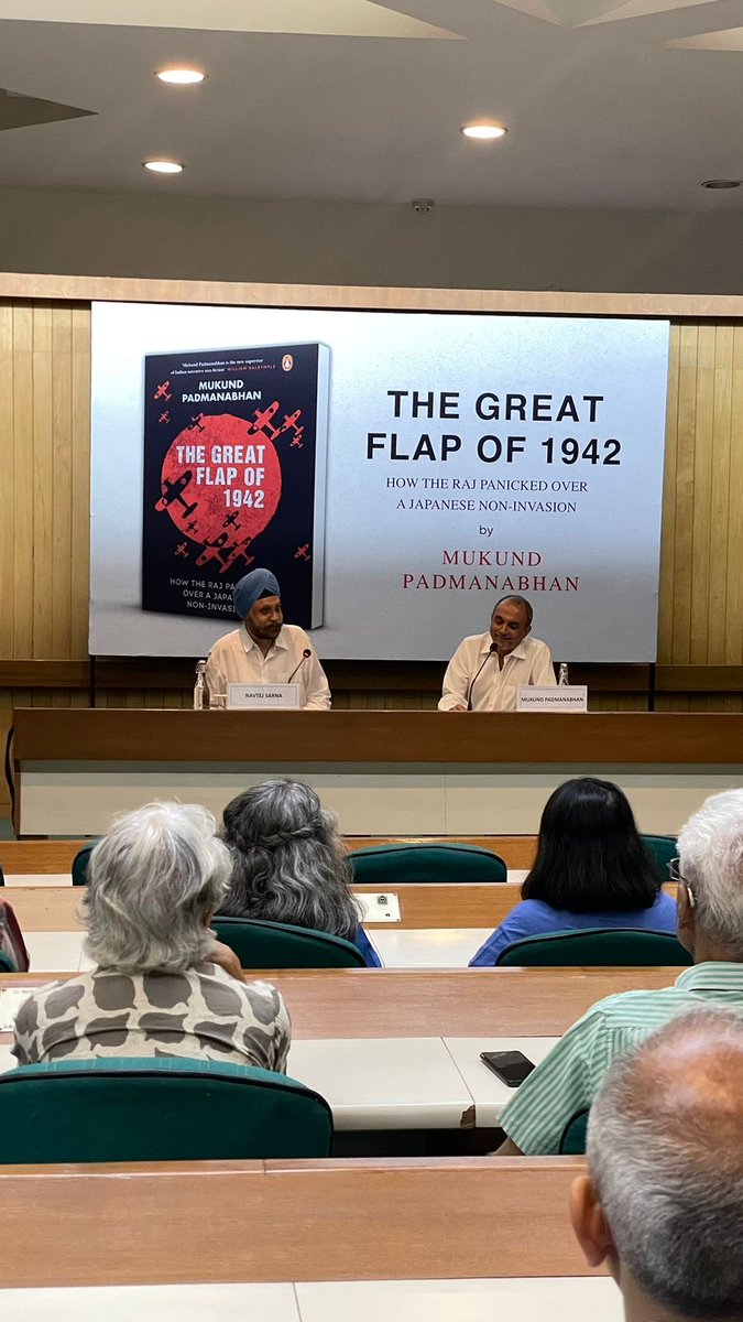 Here are some glimpses from the launch event of @muk22's book 'The Great Flap of 1942'- a narrative history of a neglected and scarcely known period when all of India was caught in a state of panic. @NavtejSarna @mileeashwarya @eliofkottayam