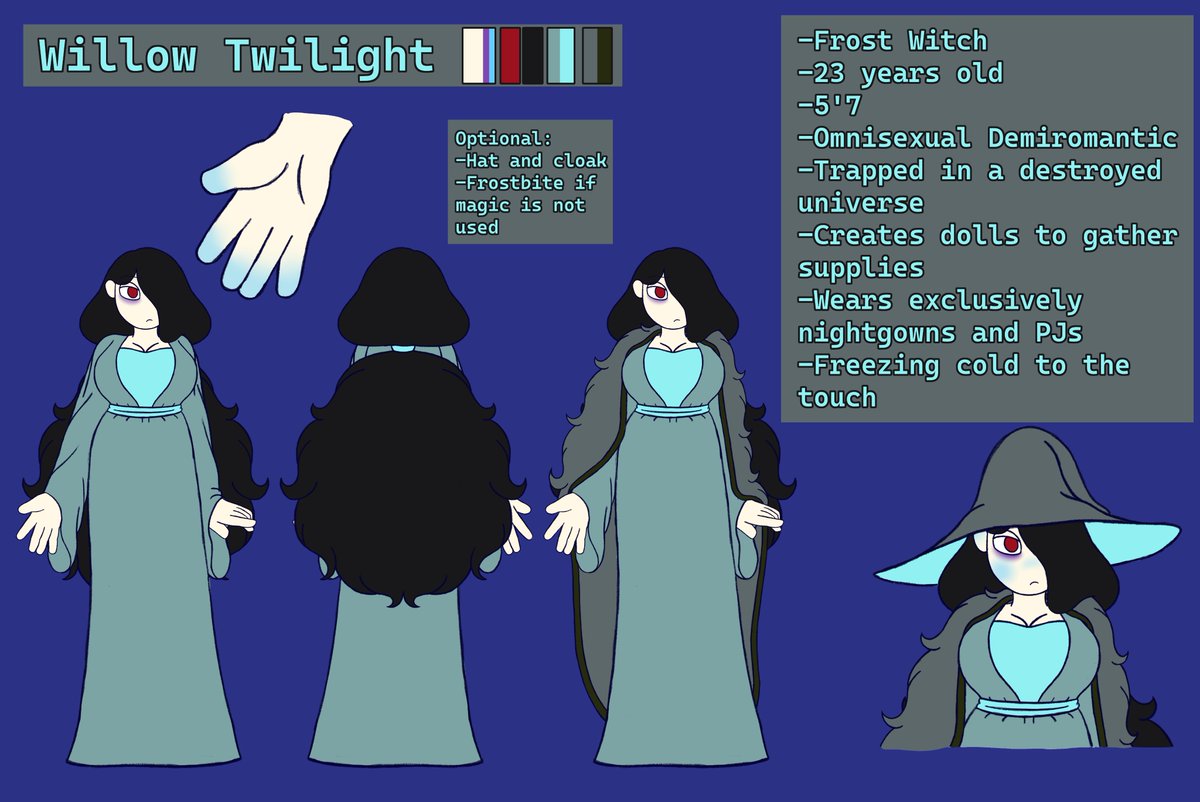 WispyEcho's tweet photo. Since the redesign of Shepard being done, I feel like Willow is lacking now. So any suggestions, I would like to see what people do for this Icy Witch
#redesignoc https://t.co/MTbLGZegJ4