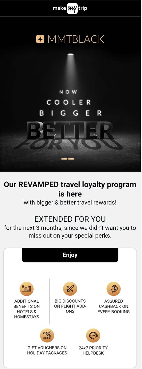 grfinvisors's tweet photo. ✈️ 🏨 Revamped #MMTBLACK is here, #FINALLY

It has two #Tiers now:
1. #Platinum (Spend 2L in the year and take more than 4 trips)

2. #GOLD (Spend 50K in the year and take more than 4 trips)

It does say you'll get hotel vouchers on attaining the tiers and discounts on Add Ons. 

Do you think it is worth the effort? #ccgeek #ccgeeks