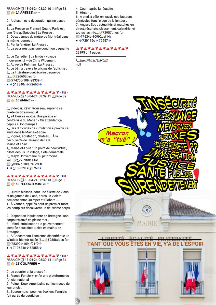 👇👀📰👉 #TitlesPresseInfos
🎲  #AIGUILLON #BONDOUFLE #BUXEROLLES #FOULAYRONNES #LECROISIC #DARDILLY #MEUNGSURLOIRE #MEYLAN #TARARE #GRAVELINES #BURESSURYVETTE #MILLERY #LEVAUDREUIL #NARBONNE #ANNOEULLIN #VOUZIERS #THOUARS #CONDOM #CHERBOURG #WIGNEHIES