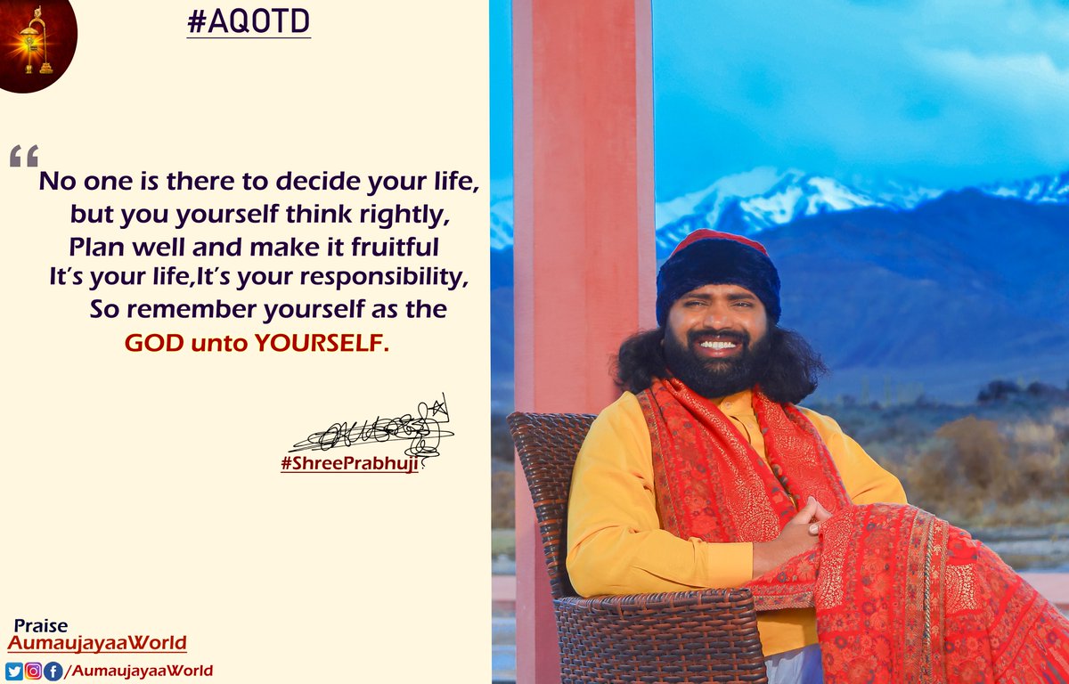 aumaujayaaworld's tweet photo. Aumaujayaa Quote of the Day       
#AQOTD #ShreePrabhuji #namosreeguru #spmaestro #oorjeeshaa #Aumaujayaaworld #AumaujayaQuotes #ShreePrabhuFoundation #Souljourney #Inspirationalquotes #bestquoteoftheday #bhfyp #praiseaumaujayaaworld #DestinyofSoul #MahaaGURU #SoulEnlightenment https://t.co/Ha7p88PjdT