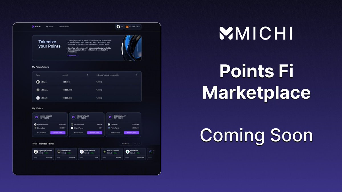 Introducing the next level in points farming: The $MICHI marketplace where you can trade your @eigenlayer and other LRT points effortlessly. Soon™