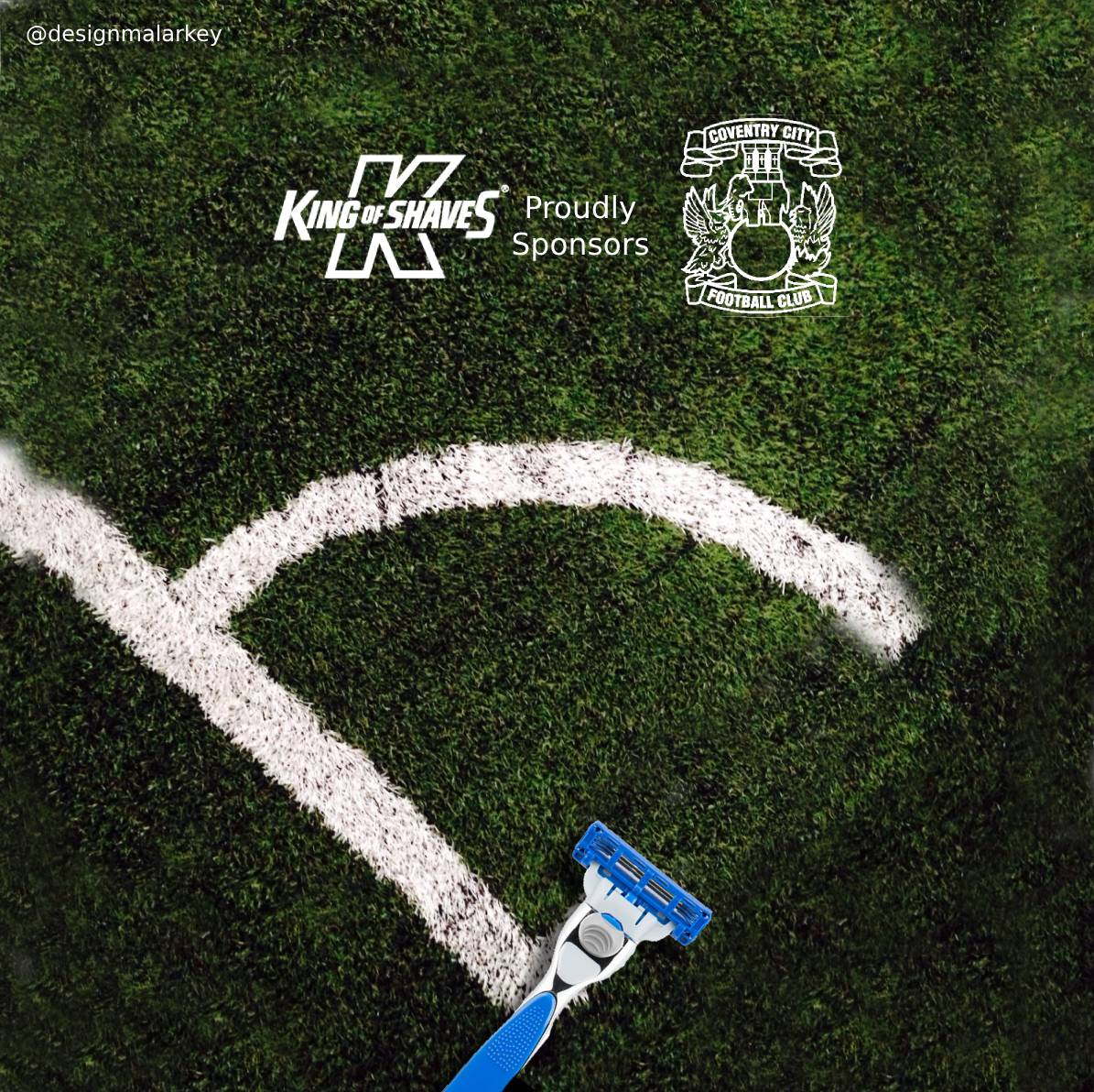 designmalarkey's tweet photo. One Minute Brief of the Day:  Create posters, aimed at the younger generation, that bring together the football and shaving worlds to celebrate the @KingofShaves
sponsorship of @Coventry_City ahead of this Sunday's FA Cup Semi-Final at Wembley. #KingsOfTheFuture #TheClosestShave https://t.co/Fv1bUR5xPl