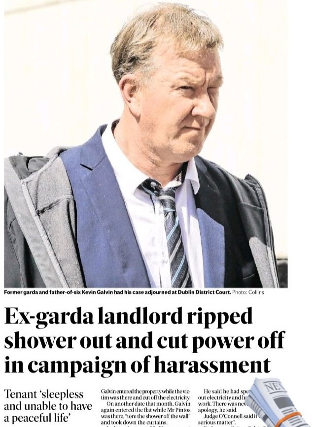 Former Guard and landlord harassing tenants. We need to fight back against slum landlords and all the politicians who embolden them. Join the Raise the Roof housing protest 5.30pm Tues 23rd Dail.