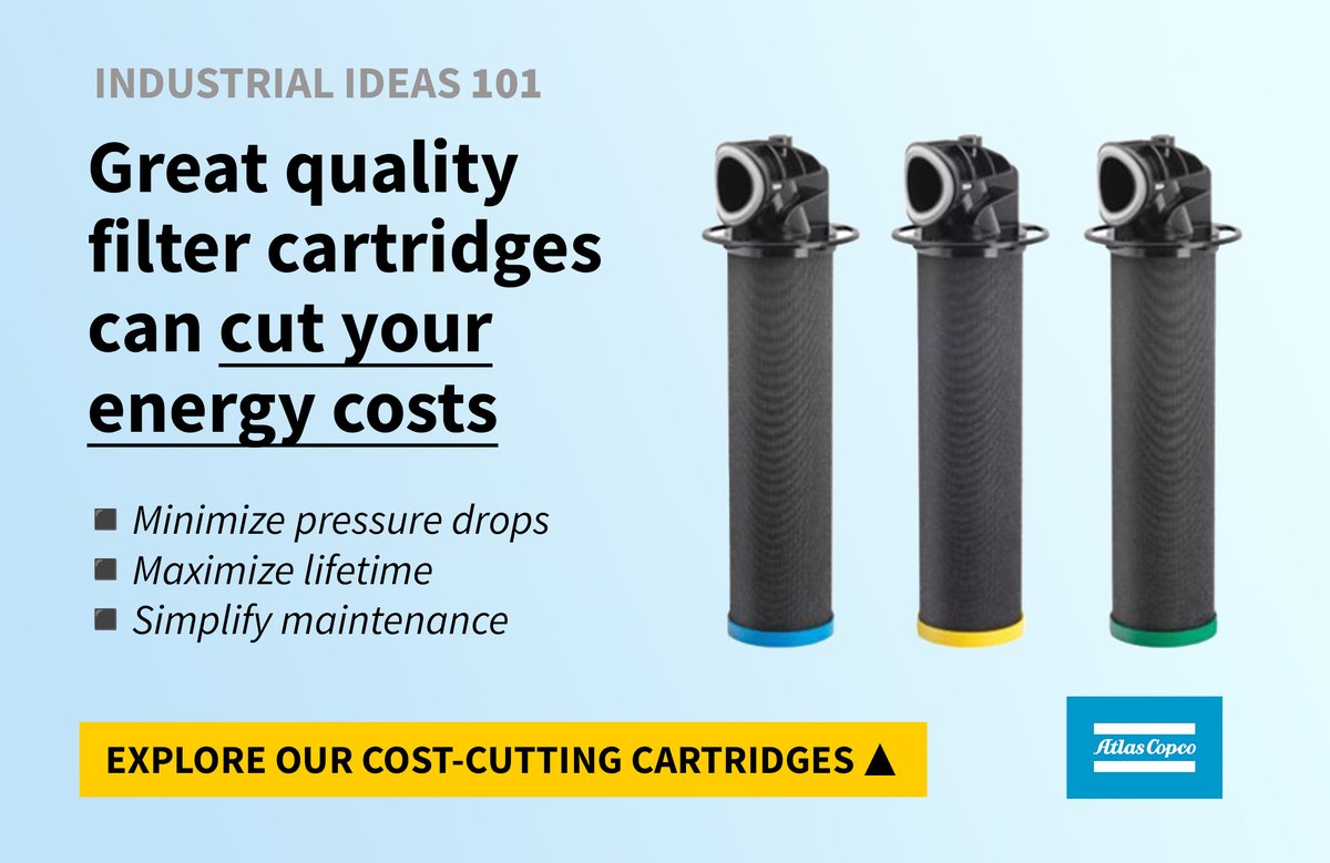 AtlasCopcoIndia's tweet photo. A good air compressor line filter offers the perfect balance between highly efficient filtration and minimal pressure drop. Our line filters keep out impurities and help you save on energy by minimizing pressure drops ➡️ https://t.co/Hg5RVcSoHL
#AtlasCopcoIndia #LineFilters https://t.co/uqImP5gWlJ