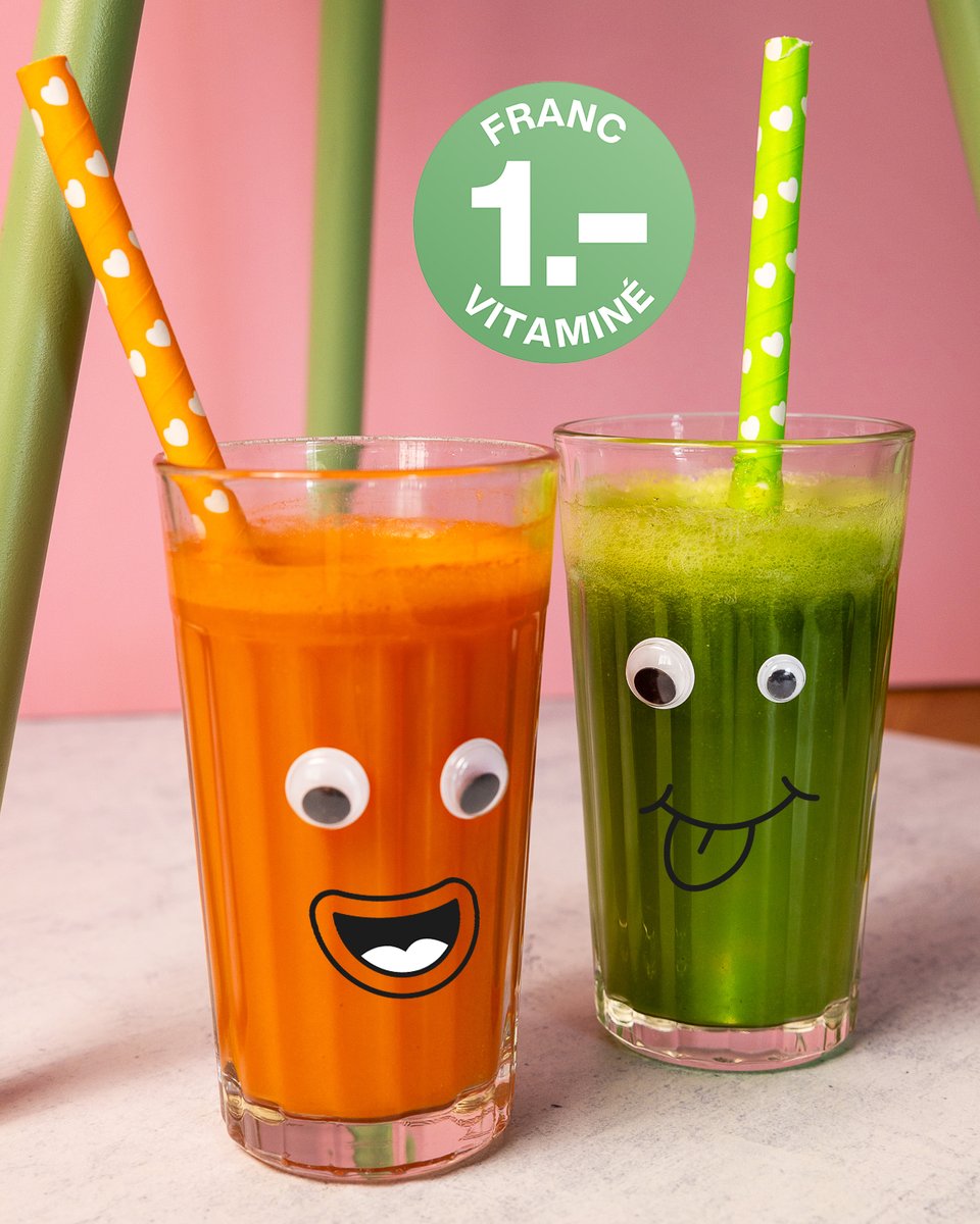 Avez-vous pensé à vos vitamines par ce temps? Cette semaine, 500 g de pommes Golden, 1 kg de carottes ou 500 g de courgettes bio vous coûteront 1 franc vitaminé. Faites le plein de vitamines avec un smoothie!🍏🥕