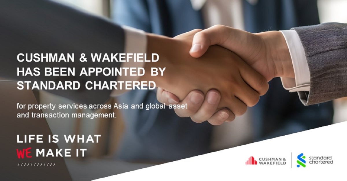 .<a href="/CushWake/">Cushman & Wakefield</a> has been appointed by <a href="/StanChart/">Standard Chartered</a> to support its Asia workplace transformation and manage its 11m sq ft global real estate portfolio. cushwk.co/3Q77a5m

#CRE #PropertyManagement #CWSustainability #ESG