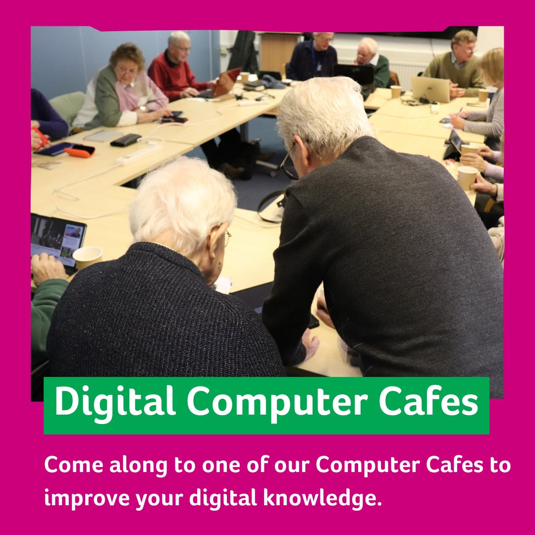 We offer Digital Computer Cafes in Worcester, Pershore, Hereford and Evesham - for the full list of times and dates visit our website here: bit.ly/3oqZqk7