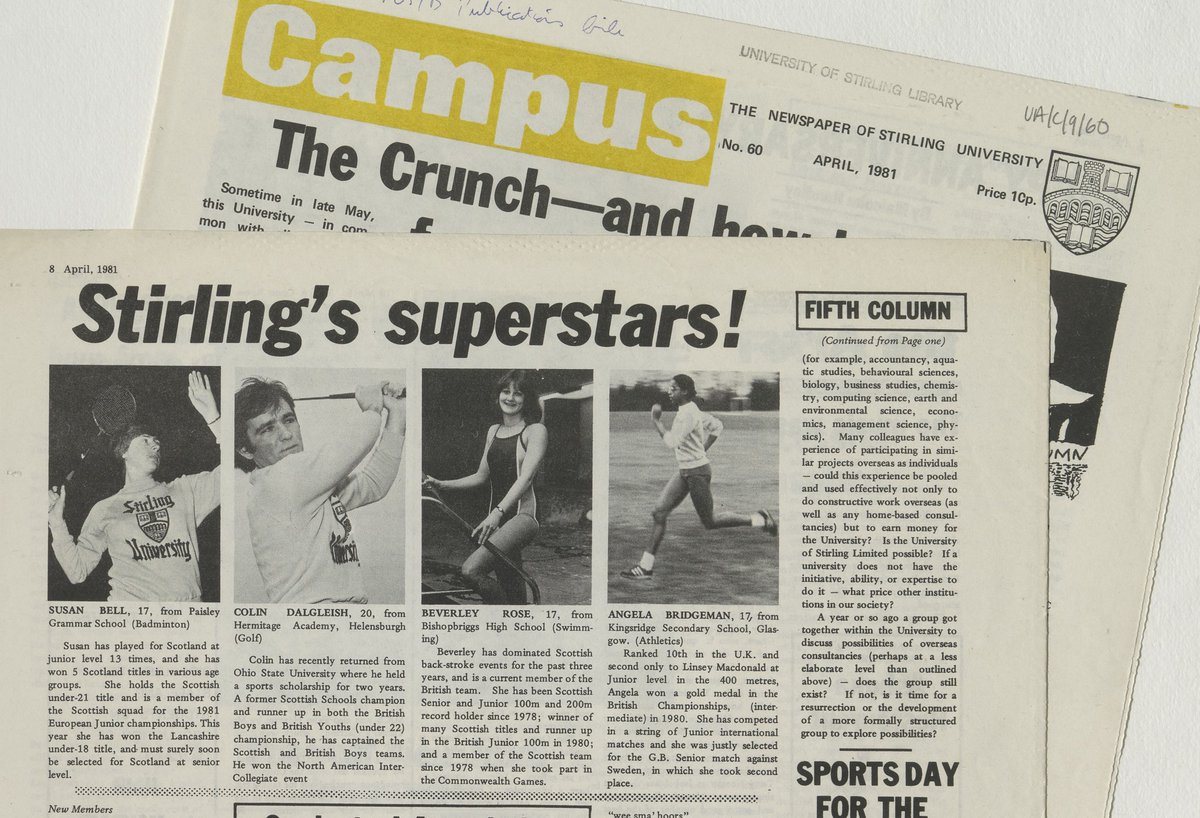 @StirUni @StirAlumni The photo shows the first @StirUni sports scholarships students in 1981. Full details in the April 1981 issue of Campus, the uni newspaper at the time @Stir_AcadSport @SportatStirling