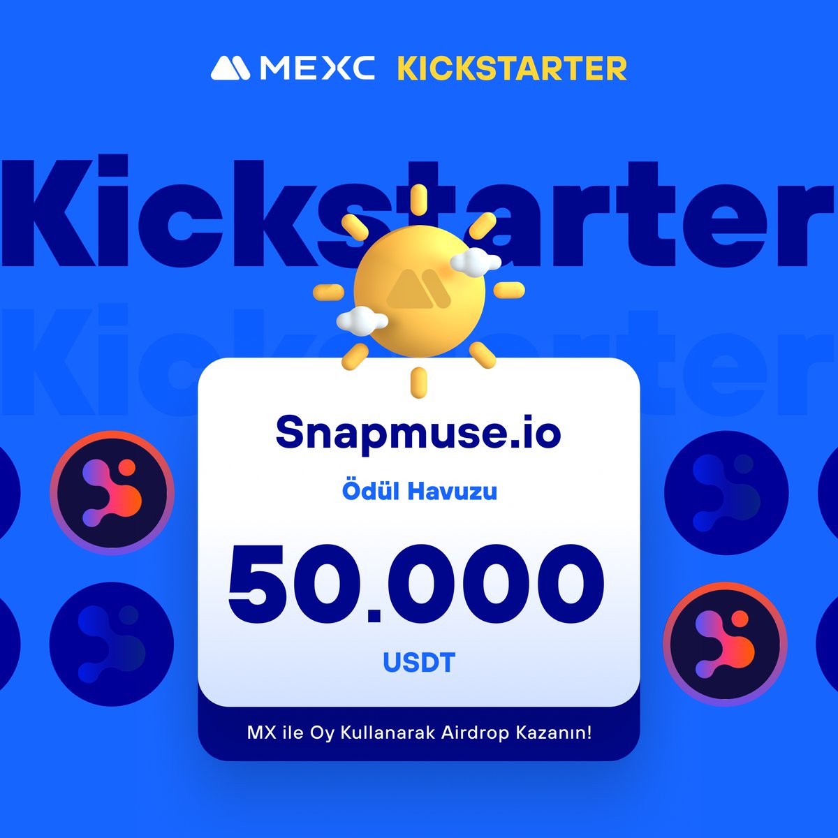 🚀 #MEXCKickstarter - @snapmuseio $SMX Projesi için Oy Kullanın, 50.000 $USDT Airdrop Kazanın!

🗳️ Oylama Tarihi: 18 Nisan 2024 14.00 - 19 Nisan 2024 13.50

📌 Ayrıntılar: mexctr.info/3Jrft8x

#MEXCTürkiye #MXToken #MX #BTC