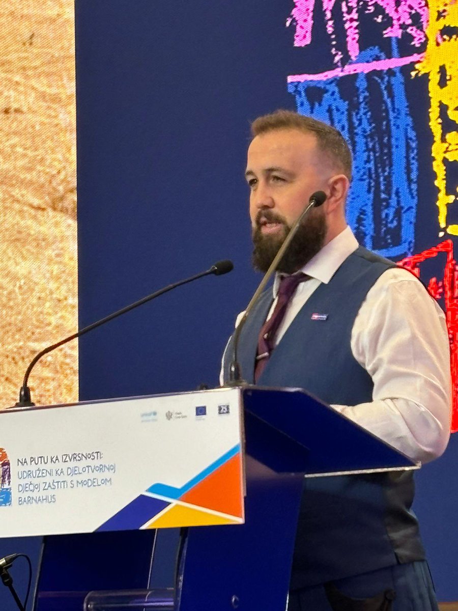 Our survivor advocate @MatthewMcVarish is speaking at @UNICEF_ECA’s Barnahus conference. This is a child-centered support model for survivors of child sexual abuse & exploitation. His speech “The trauma of justice” will be translated into Russian and Montenegrin 🇲🇪 #BeBrave