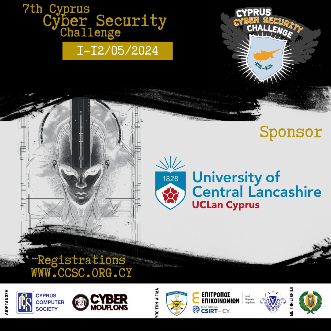 CCSC_Cyprus's tweet photo. Today, we thank @UCLanCyprus for believing in our mission and sponsoring the Cyprus Cyber Security Challenge 2024. Together, we're strengthening the cybersecurity landscape. 👏
#CyberSecurity #CCSC #ECSC #CyprusHackers https://t.co/4vFAhSuCs0