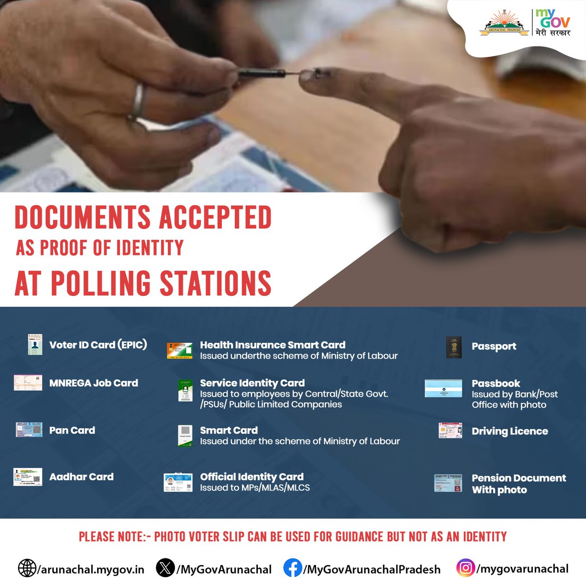 Ensure a smooth voting process by bringing one of the following valid identification documents to your polling station. Make sure to carry one of these documents to facilitate a hassle-free voting experience. Your vote counts!