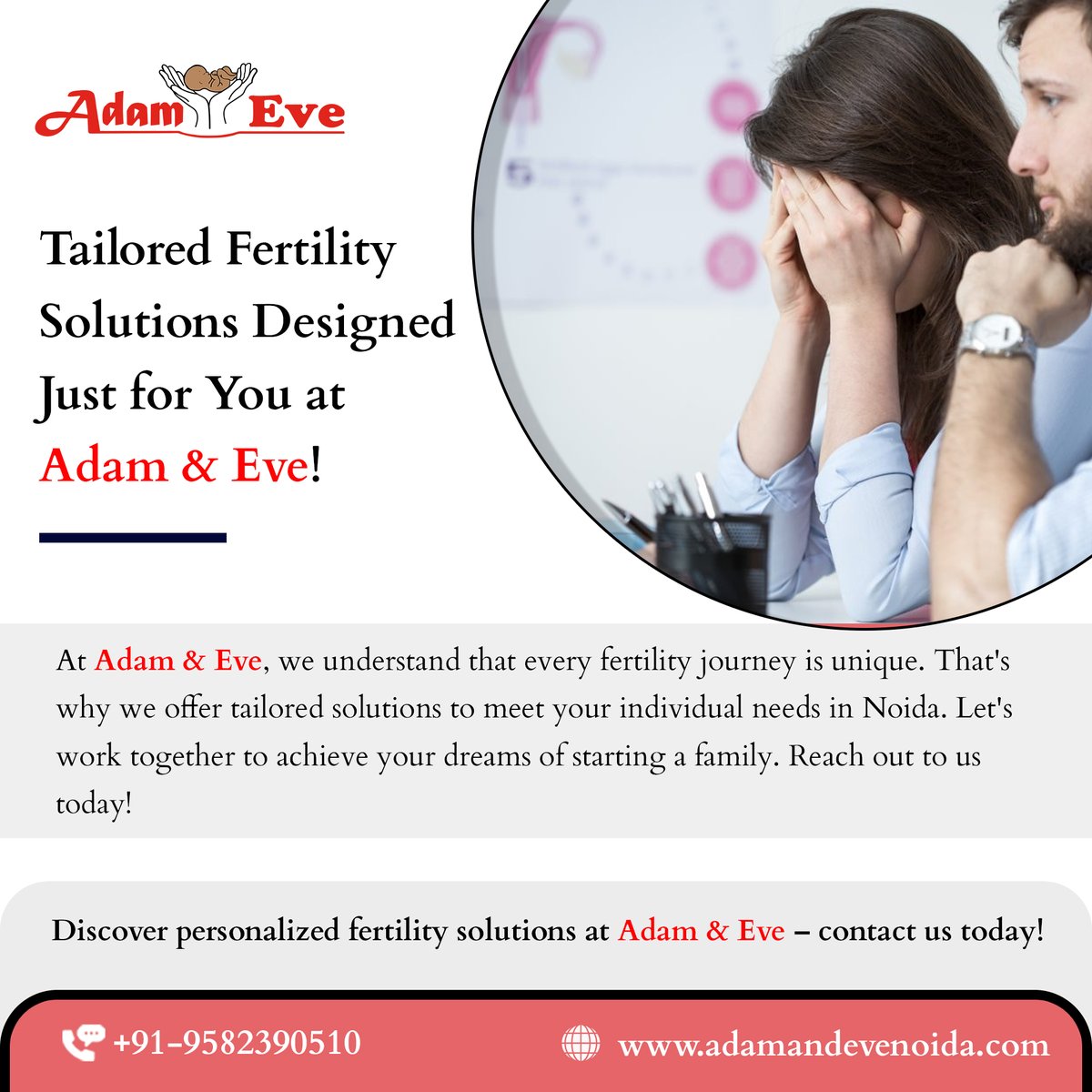 Every family story is unique. At Adam and Eve Noida, we celebrate yours. Share your fertility journey with us. 
𝗕𝗼𝗼𝗸 𝗬𝗼𝘂𝗿 𝗙𝗶𝗿𝘀𝘁 𝗙𝗿𝗲𝗲 𝗔𝗽𝗽𝗼𝗶𝗻𝘁𝗺𝗲𝗻𝘁:
𝗖𝗮𝗹𝗹 +𝟵𝟭-𝟳𝟲𝟲𝟵𝟴𝟬𝟱𝟲𝟬𝟬
#FertilityClinic #AdamAndEveNoida #WeBelieveInYou #YourStoryMatters