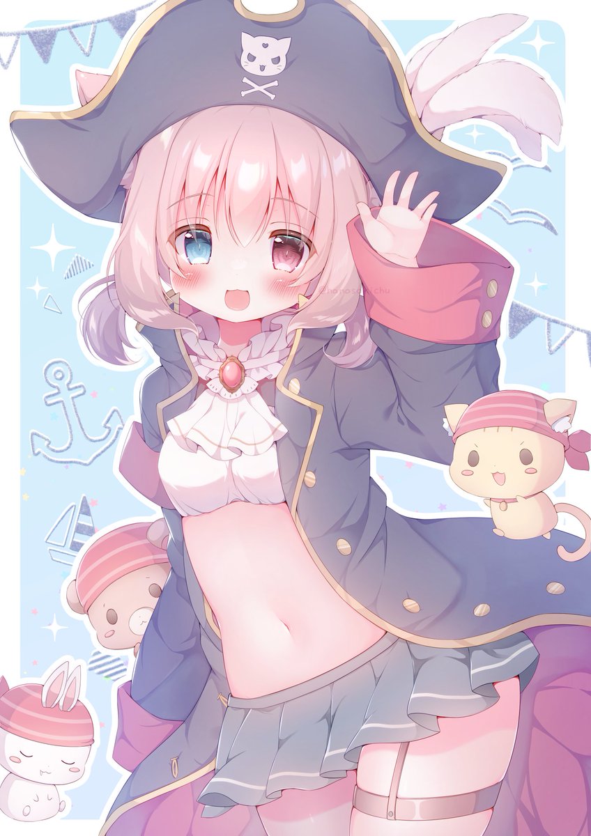「ねこねこ海賊団、出航～! 」|花咲ちゆ🐇🎨お仕事募集中(Vtuberさきちゅ)のイラスト