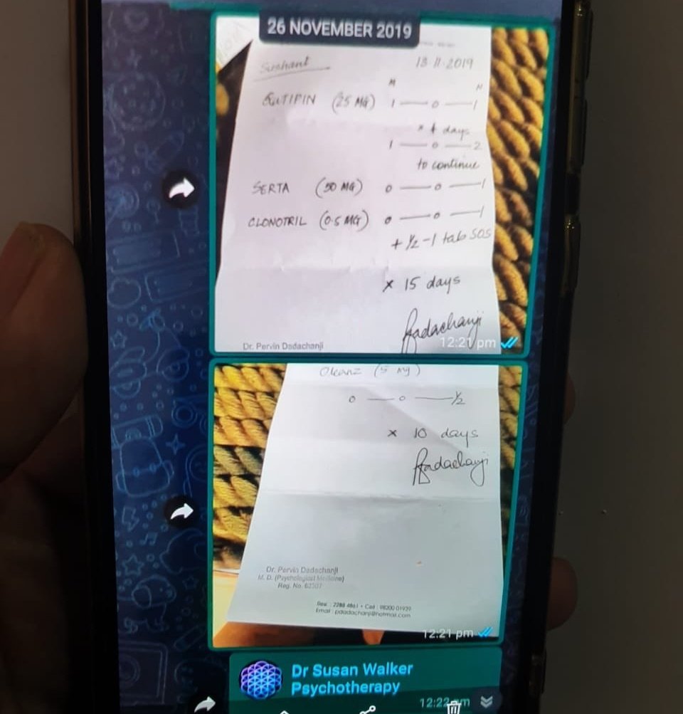 A child N adolescent psychiatrist, Dr Pervin Dadanchi prescribed qutipin for SSR? Is ths prescription authentic @CBIHeadquarters? Note errors in prescription & mismatched signatures Also qutipin is a hallucinogen so Why ws it given to SSR? Hard 2Ignore Facts InSSRCase @HMOIndia