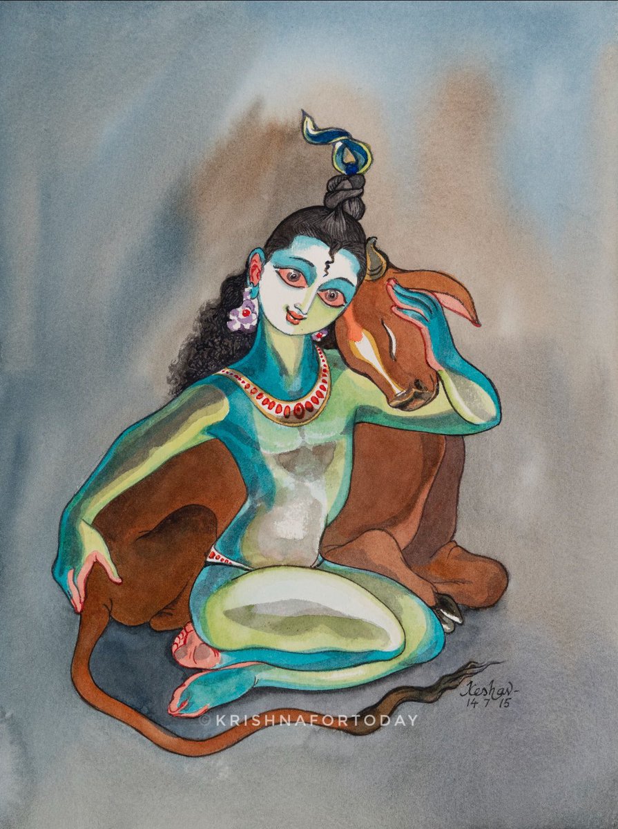 Vatsalya #Vanvihari #bhakti #bhagavatham #ananya #tvameva #watercolour #Krishnafortoday