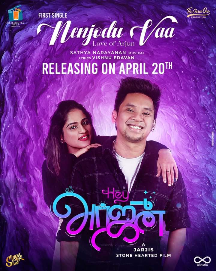 kayaldevaraj's tweet photo. Here #HeyArjun first single announcement 🎶
Nenjodu Vaa 'Love of Arjun'
Music by @sathya.musician
Lyrics by @vishnuedavanofficial
@sublahshini
@sanjanakalmanje
@mgb_graphics
@PRO_Priya @spp_media https://t.co/y47CFQBs37