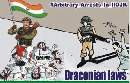 #ArbitraryArrestsInIIOJK India's use of draconian laws like PSA and UAPA to justify arbitrary detentions in IIOJK is unacceptable. Human rights are not negotiable. #ArbitraryArrestsInIIOJK