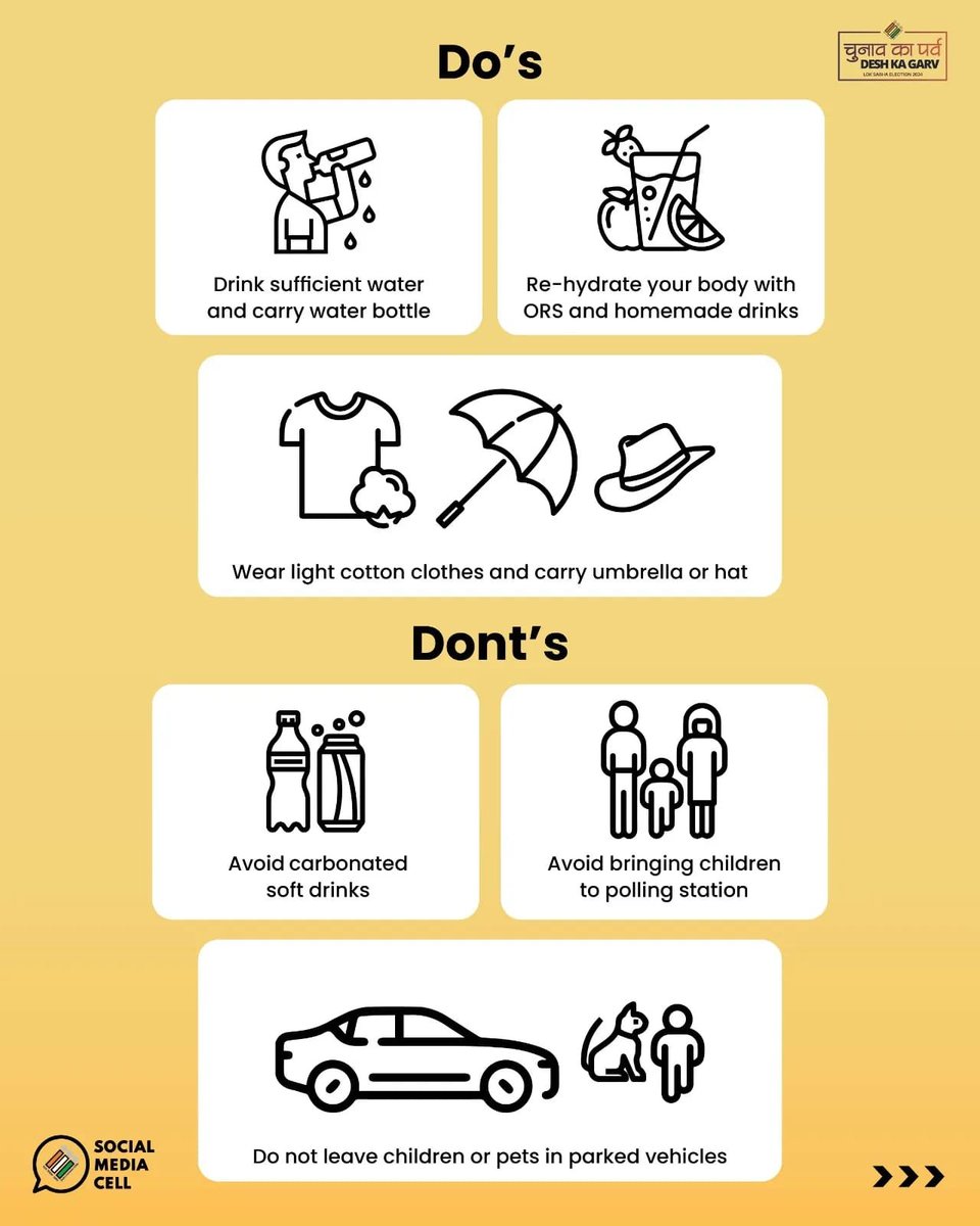 CBCAhmedabad's tweet photo. Heat wave advisory and Assured Minimum Facilities at Polling Booth 🔆📷 #ECI #IMD #HeatWave #Elections2024 #LokSabhaElection2024 https://t.co/c8wpmhmbhW