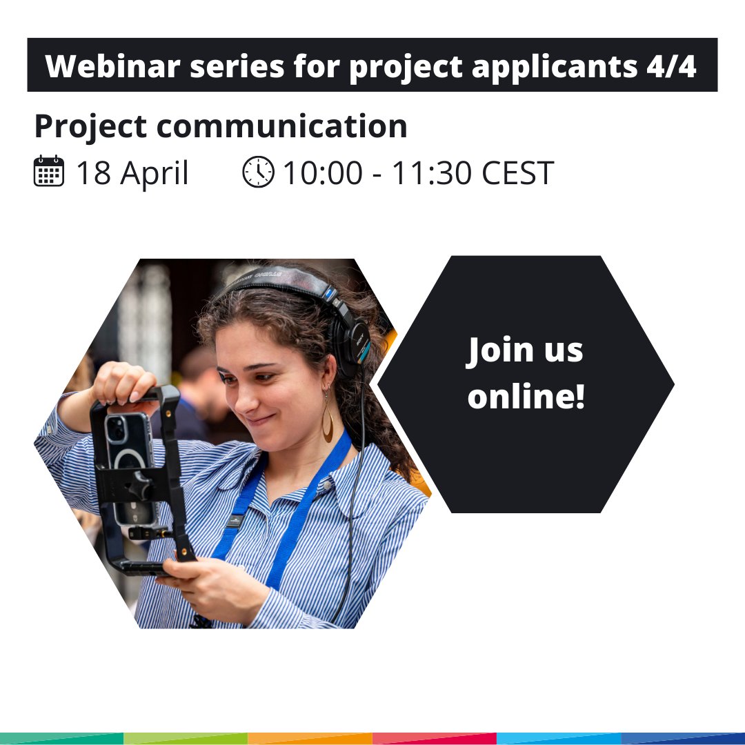 ⏰ Join us this morning at 10:00 for a project development webinar on project communication! 🖥️ It's the last webinar in our series dedicated to helping you develop your third call project application. Register now ➡️ bit.ly/3JfqE49