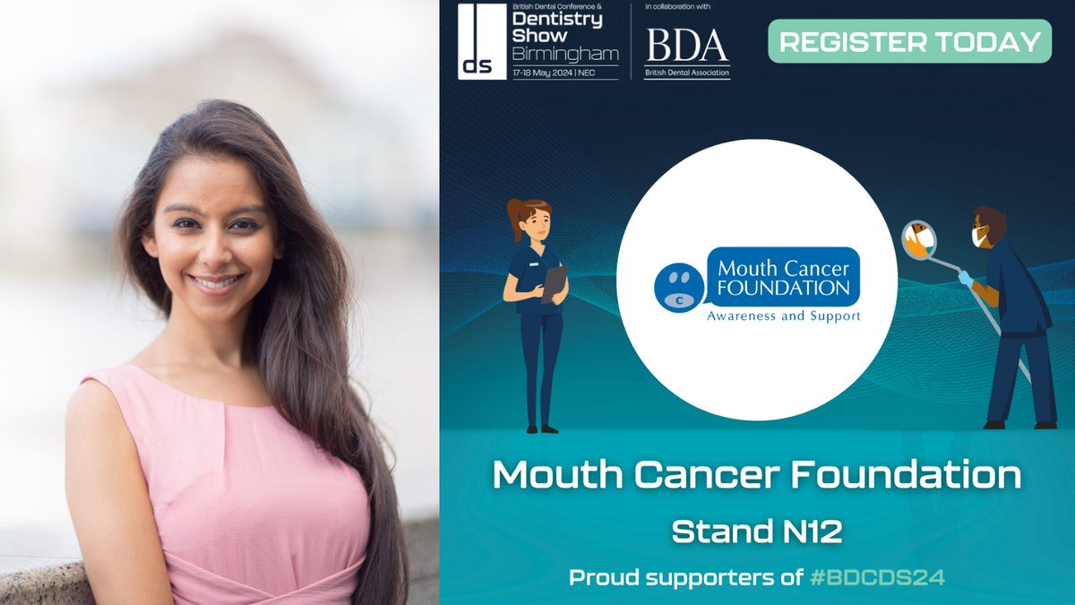 Our Ambassador, Dentist, Tripat Mahajan will be giving an update on Mouth Cancer in the Enhanced CPD Theatre at 0915 on Saturday 18th May at the British Dental Conference & Dentistry Show at the NEC Birmingham. Visit us at stand N12.