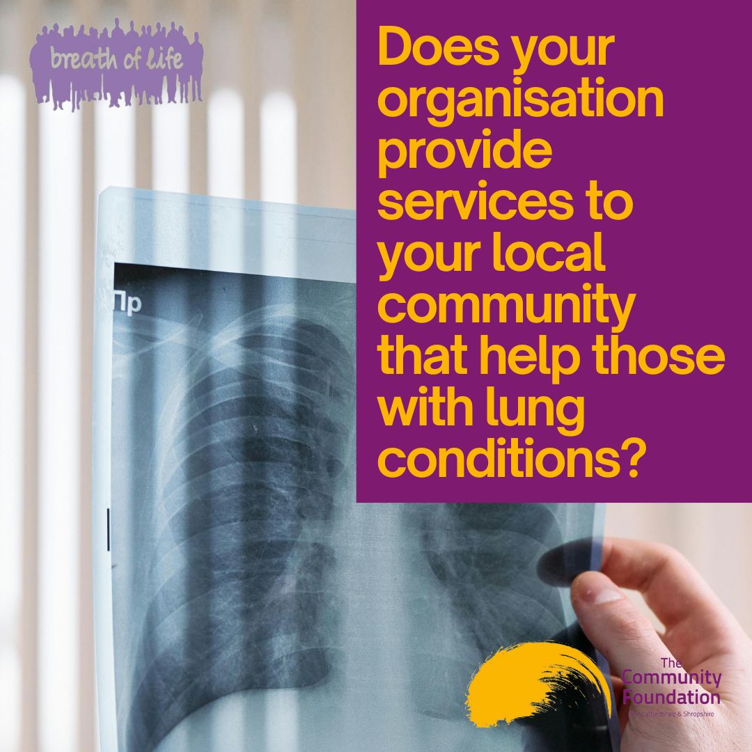 The Breath of Life Fund is available to community groups, and voluntary groups, charities, social enterprises and statutory agencies who are looking to support members of their community that suffer from respiratory conditions. (See our website for the eligibility criteria).