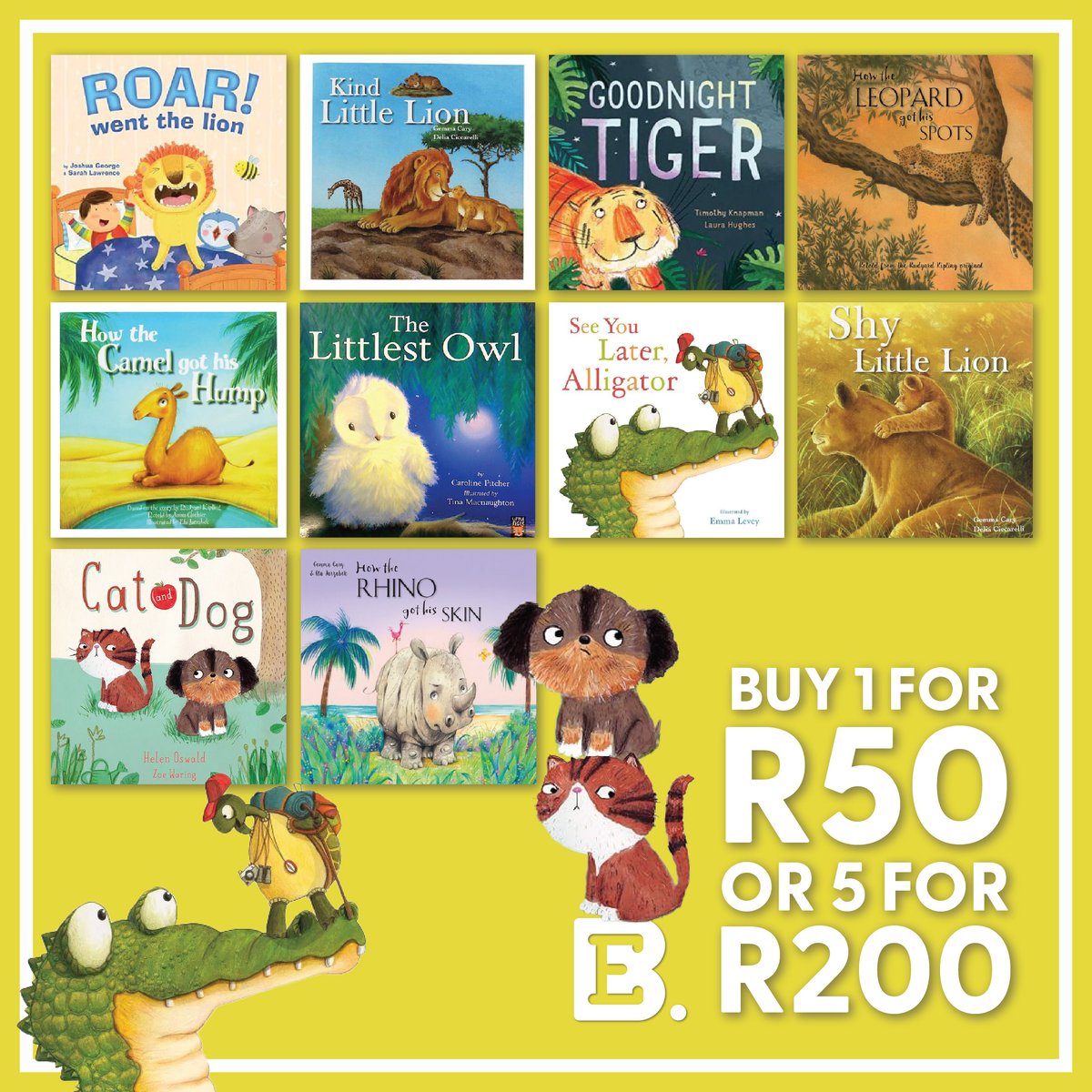 See You Later, Alligator 😃 Enjoy delightful adventures in these classic animal tales! Buy 1 for R50 or 5 for R200! Offer valid 1 - 30 April. While stocks last. Multibuy deal is available in-store only. 🐕 ow.ly/G3IF50R85xh