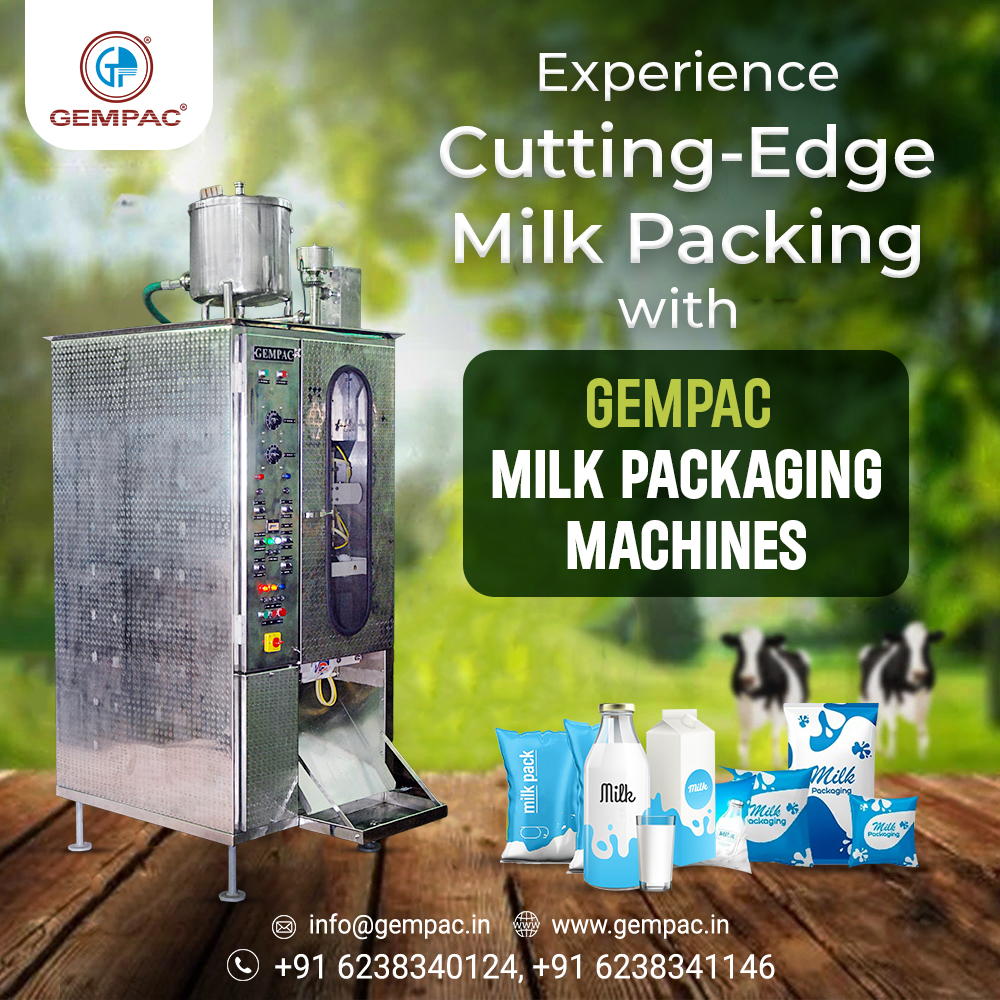 Explore the forefront of milk packaging innovation with Gempac's milk packaging machines.
Reach out to us today for more details!
🌐 gempac.in
📧 info@gempac.in
📲 +91 6238340124
📲 +91 6238341146
📲 +91 9847559184
#Gempac #Packingmachine #Milkpackaging #Milkpacking