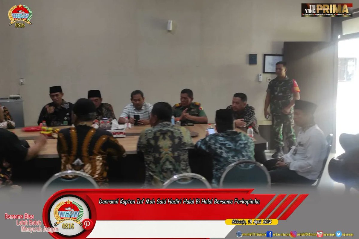 Danramil Kapten Inf Moh Said Hadiri Halal Bi Halal Bersama Forkopimka 
#tni 
#kodam5brw 
#korem084bhaskarajaya 
#sidoarjo 
#BaktiKodamVBrawijaya 
#puspentni 
#tniad 
#dispenad51
#pendam5