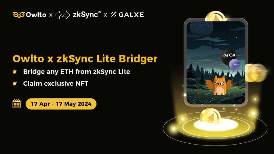 CryptoBikash's tweet photo. Owlto x zkSync Lite Bridger Campaign! 🪂

If you're done with enough txs or don't plan to swap anymore, bridge any ETH from #zkSync Lite via #owlto and claim your #NFT!

🌉Bridge: https://t.co/LflMaxQrAb

➡️Claim NFT: https://t.co/fVovhgAr0V

#Airdrop https://t.co/KAzGalwx2S