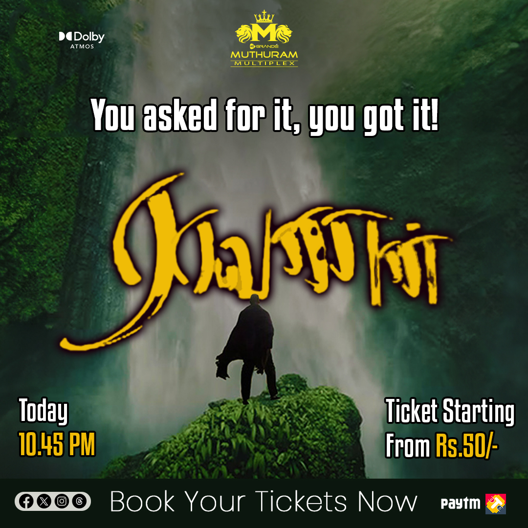 Experience Vikram's #Raavanan! Tickets starting from just Rs. 50/-. Book now to secure your seats for an unforgettable cinematic journey - bit.ly/RaavananGrande . 👈 #RaavananReRelease #ChiyanVikram #ActorVikram #chiyanvikram #vikram #ReRelease #GrandeMuthuramMultiplex