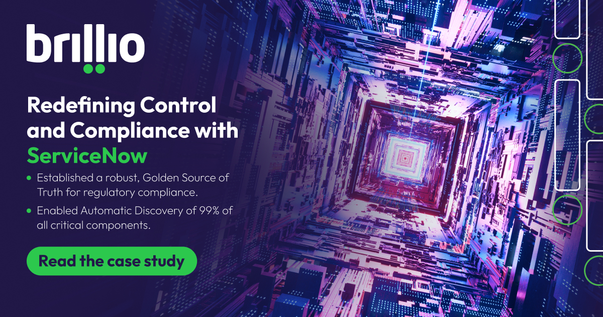 Learn how Brillio's partnership with a global insurance leader has revolutionized Control and Compliance through a cutting-edge #ServiceNow CMDB by providing a golden source of truth, fortified security, and more👉 bit.ly/4aBVCzf #ITOM #Know24