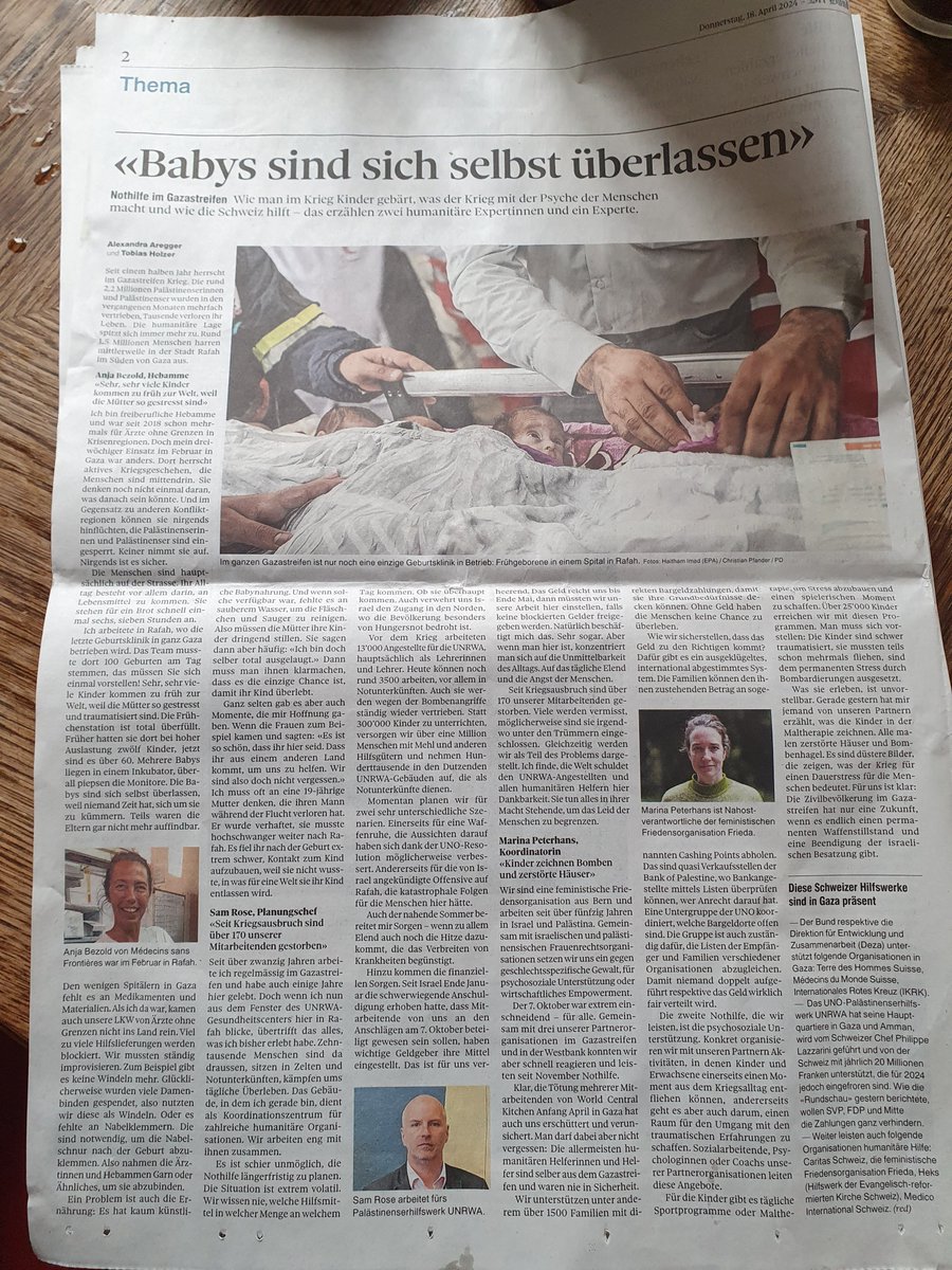Payal Parekh (@payalclimate) on Twitter photo Endlich ein Artikel über den Elend in Gaza (aus der Perspektiven von 3 weissen Personen, natürlich). Seit 6 Monaten herrscht Horror - über 33k Personen wurden & 2,2 Millionen vertrieben.
Danke an <a href="/AlexAregger/">Alexandra Aregger</a> & Tobias Holzer - sie haben die Opfer würdevoll behandelt. Endlich ein Artikel über den Elend in Gaza (aus der Perspektiven von 3 weissen Personen, natürlich). Seit 6 Monaten herrscht Horror - über 33k Personen wurden & 2,2 Millionen vertrieben.
Danke an <a href="/AlexAregger/">Alexandra Aregger</a> & Tobias Holzer - sie haben die Opfer würdevoll behandelt.