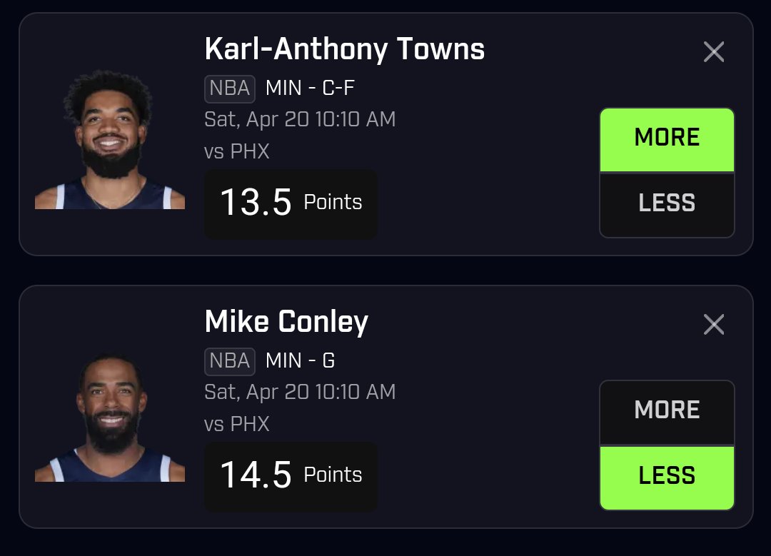 36 year old Mike Conley having a higher points line than Karl-Anthony Towns ok bro 😂