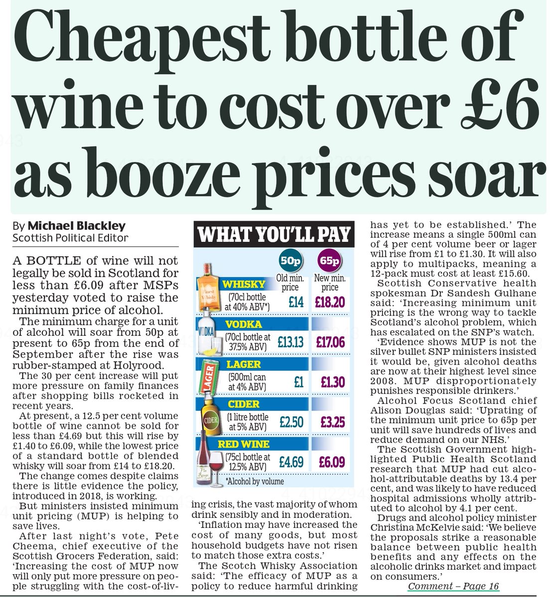 AgentP22's tweet photo. A damning study last year found that, since MUP was introduced in May 2018, there has been no change in the proportion of people drinking to harmful levels.
All it has done is penalise the poor.
Close Holyrood down. It is not fit for purpose. https://t.co/r8evdZIiVx