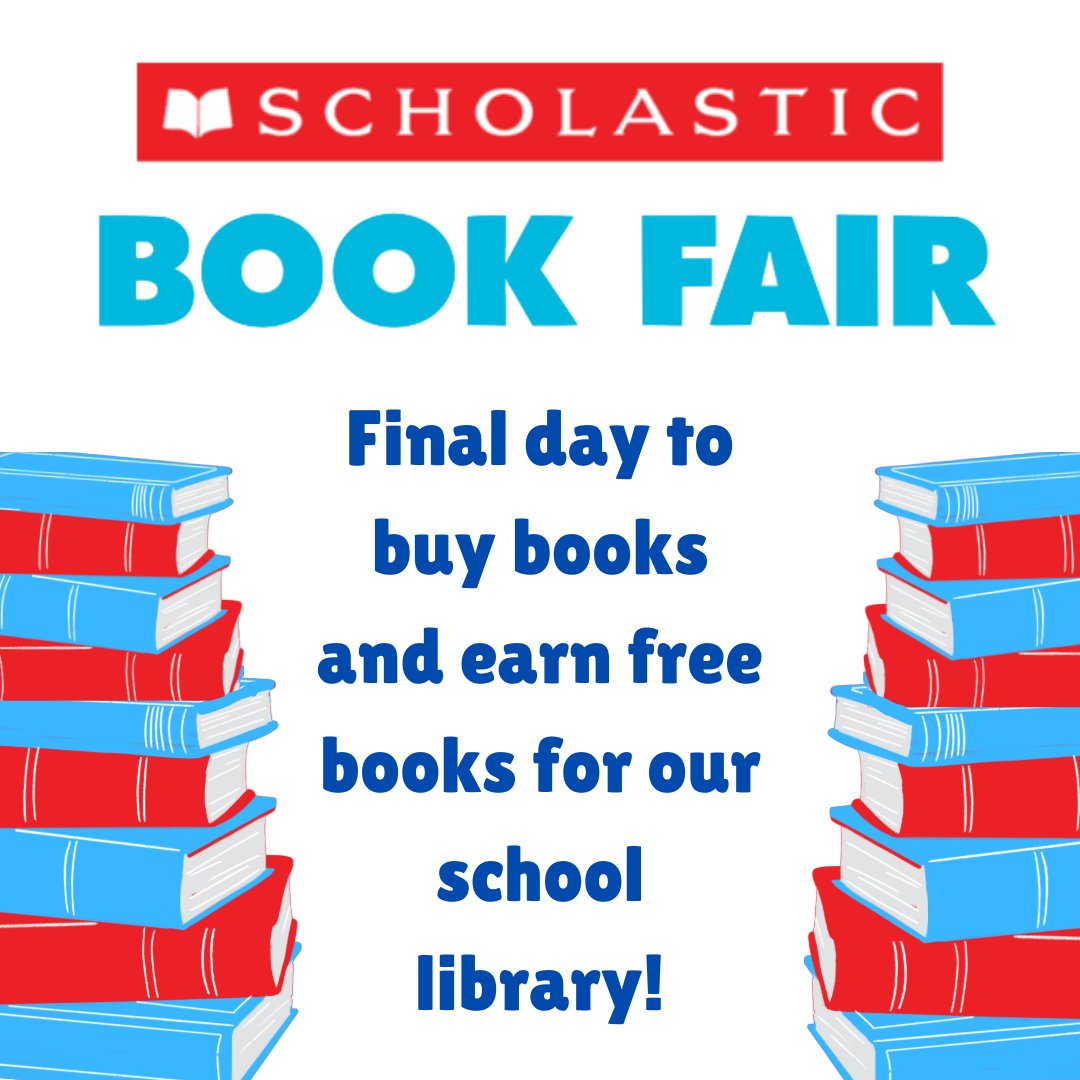LRReading's tweet photo. 📚| Scholastic Book Fair

It's our final day with the Book Fair before it is collected tomorrow, Come and have a browse and perhaps buy a book. Every book purchased means free books for our school library!

#scholasticbookfair #laurusryecroftlibrary @LaurusRyecroft https://t.co/ZGLO2AXeYT