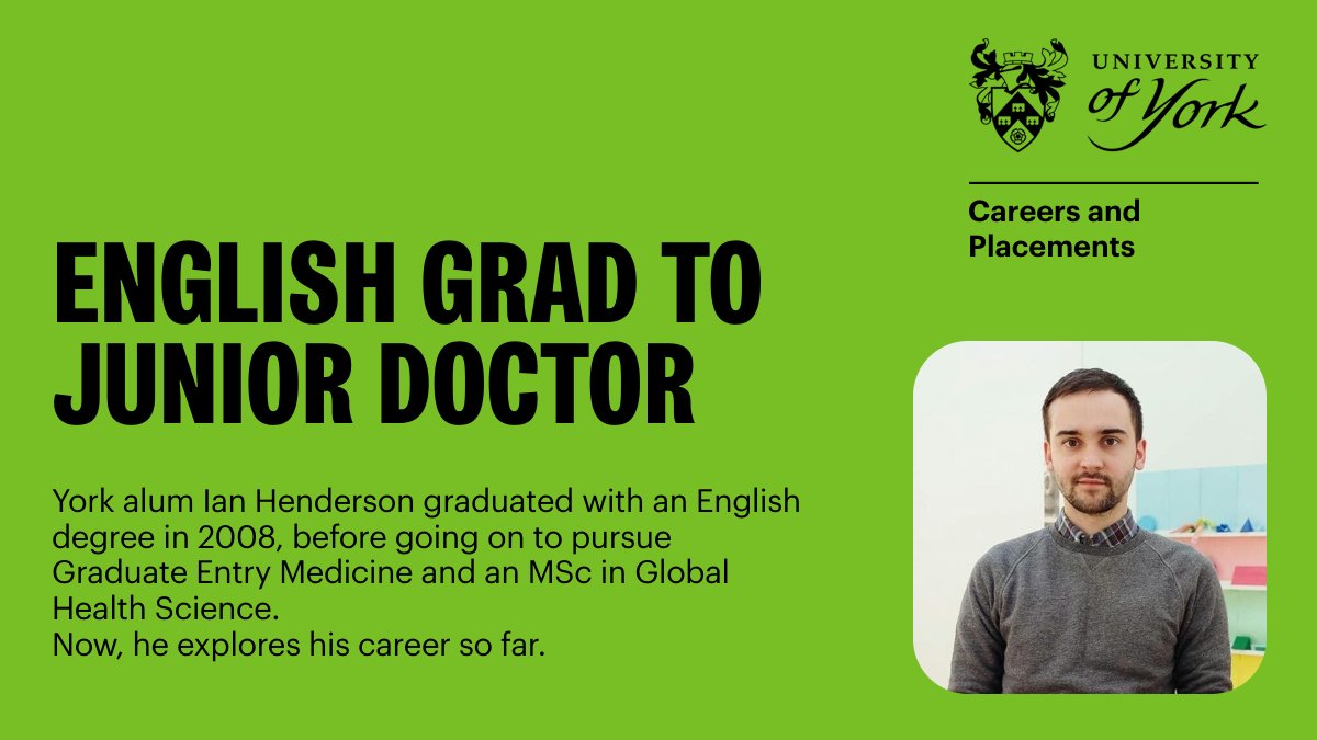 🩺 You don’t have to come from a science background to break into becoming a doctor Our careers podcast caught up with alum Ian Henderson to find out how he went from studying English at York to working as a junior doctor and medical researcher Listen now: tinyurl.com/yrakybmb
