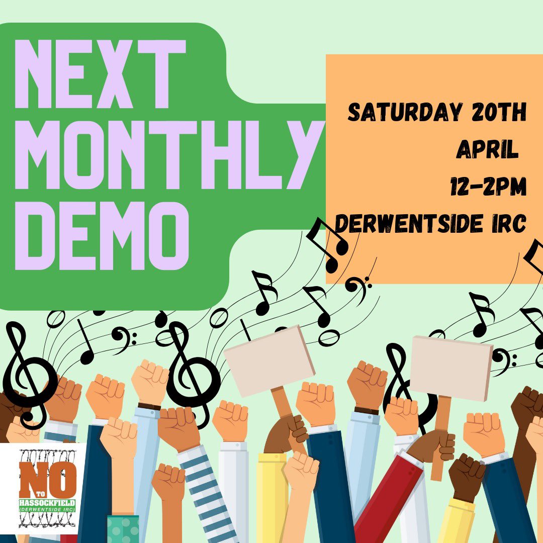 Join us on Saturday 20th April for our monthly and peaceful demonstration outside Derwentside IRC! 🧡Together, let's show solidarity with the women who are forcibly imprisoned🧡 Bring your voices🎤 , instruments🥁 and signs🪧 @ Derwentside IRC, 12-2pm #ShutItDown #SetHerFree