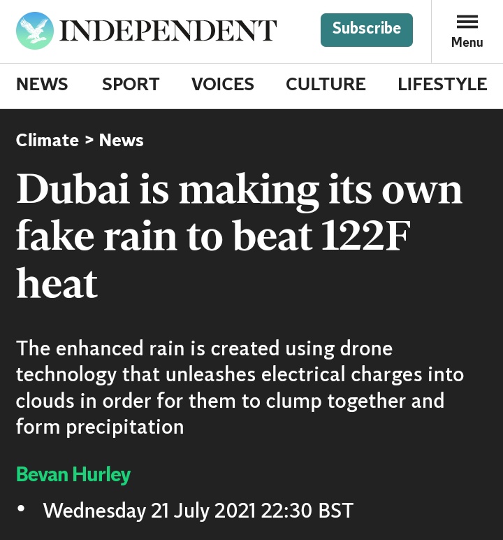 Rather like the annual forest fires falsely & disingenuously blamed on the climate 'emergency' I think the floods in Dubai may have an alternative explanation. Which sadly doesn't suit the paid for media hysteria #DubaiFlooding #Cloudseeding