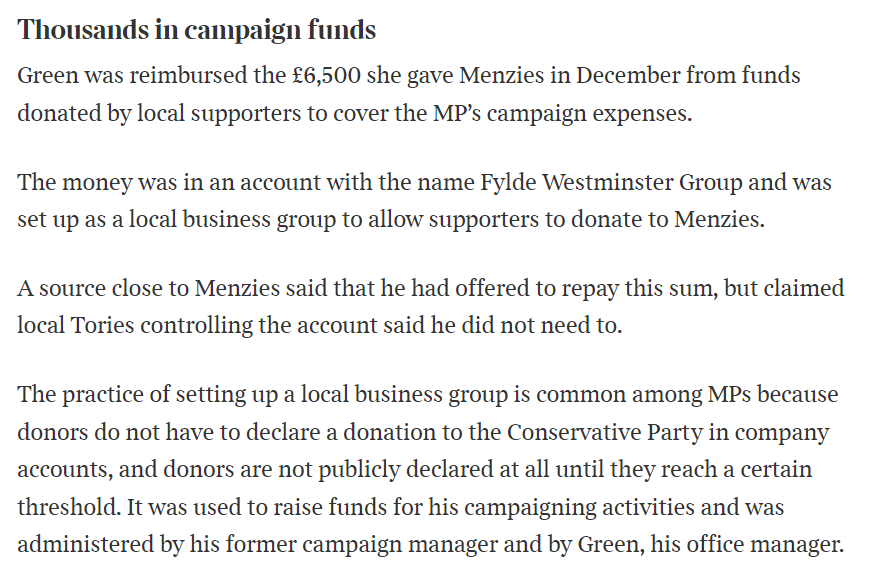 There's a lot going on in the Times story about Mark Menzies. One of the less eyecatching but more systemic issues is the existence of these locally-held slush funds, which seem to defeat the point of regulating political finance as well as being a standing temptation for misuse.