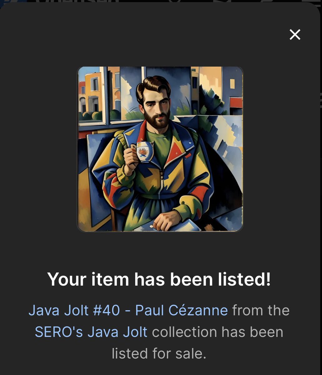 HalldorLevi's tweet image. Listed! Explore Java Jolt #40 - Paul Cézanne edition. Dive into art history with this tribute to the legendary painter. 🎨 #JavaJolt #PaulCezanne
#SupportEachOthers  0.89$ ETH
opensea.io/assets/ethereu…