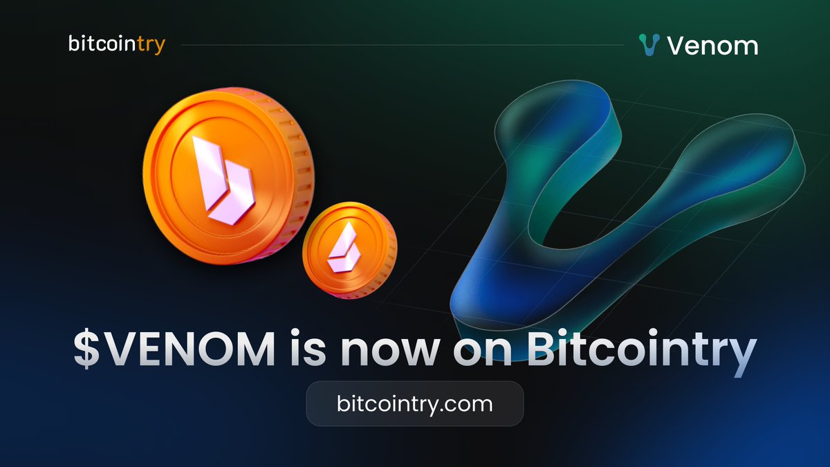 VenomFoundation's tweet photo. 📢 $VENOM is now available for purchase on Bitcointry

Also you can access assets on the #Venom chain directly on #bitcointry

Full press release here👇
https://t.co/o4MuIpS6fG