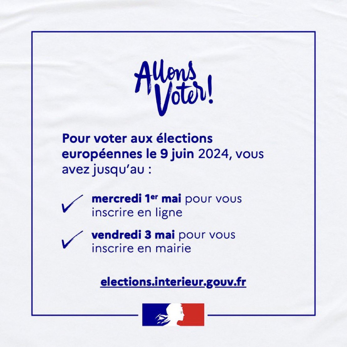 Le 9 juin 2024, un seul tour pour voter @BesoindEurope et @ValerieHayer. 🇪🇺 Inscrivez-vous avant la fin avril sur les listes électorales! service-public.fr/particuliers/v…